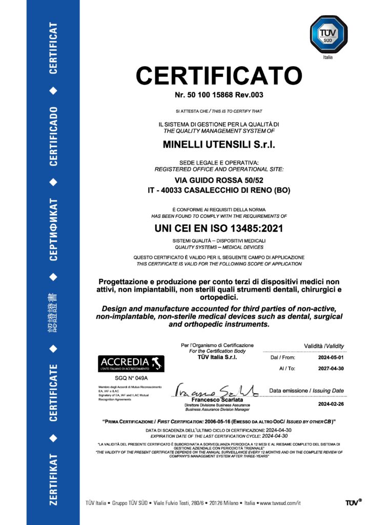 Minelli Utensili ISO 13485